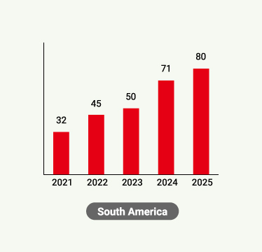 Sales in South America (last 5 years)