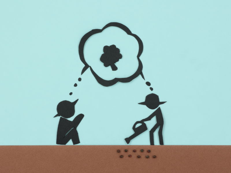 まかぬ種は生えぬ切り絵イメージ